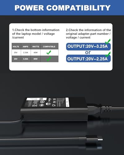 Close up look at the type c notebook power supply detailing the multi voltage technical specifications printed on the rear side