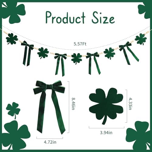 Close up view of the green bows and shamrocks on the CRAFLOX holiday decoration banner