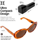 Discreet Bluetooth tracker for Apple Find My fixed on sunglass arm