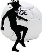 Close-up of the hand-stitched 14-panel pattern on the Zeekio Rage leather hacky sack