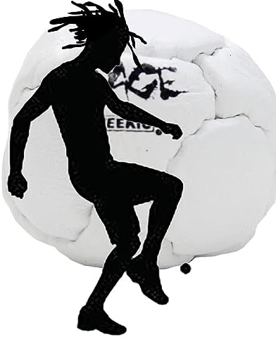 Close-up of the hand-stitched 14-panel pattern on the Zeekio Rage leather hacky sack