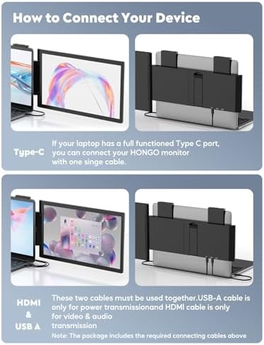 HONGO dual display screen setup for remote workers showcasing high definition 1080P IPS clarity during a video conference