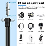 Soonpho photography tripod showing the universal 1/4 inch to 3/8 inch screw adapter setup.