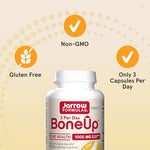 Close up of Jarrow Formulas BoneUp dietary supplement for Indian consumers looking for skeletal health