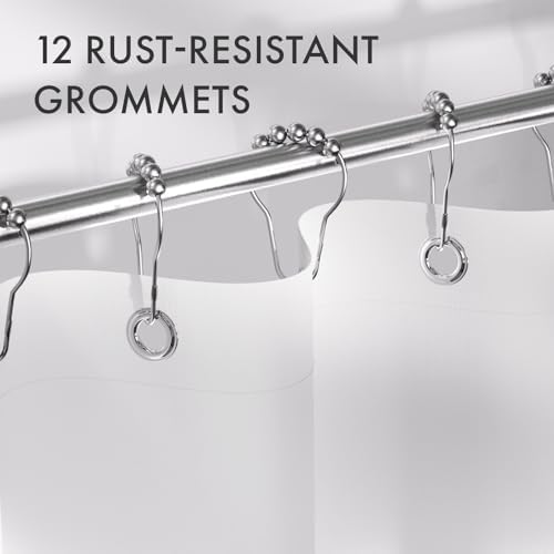 Full length display of the seventy two by seventy two inch ombre gradient shower curtain for bathtubs.