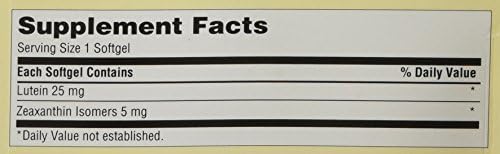 Supplement facts label for Trunature Vision Complex