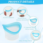 Ergonomic silicone rim of the eye wash tool showing flexible material.
