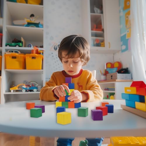 Authentic USA imported Offelec educational toy blocks set inside a classroom setting