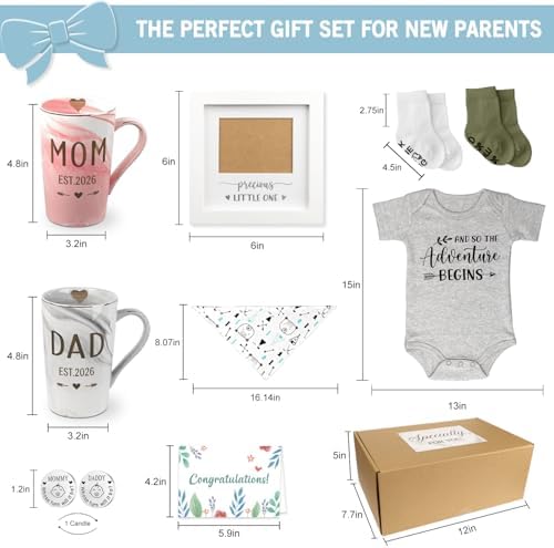 Blinking Stars Mommy and Daddy Established 2026 ceramic mugs side by side.