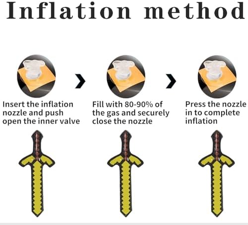 Manual air pump included with inflatable party sword set