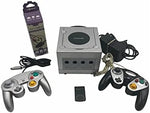 Nintendo Gamecube Platinum console and controllers setup.
