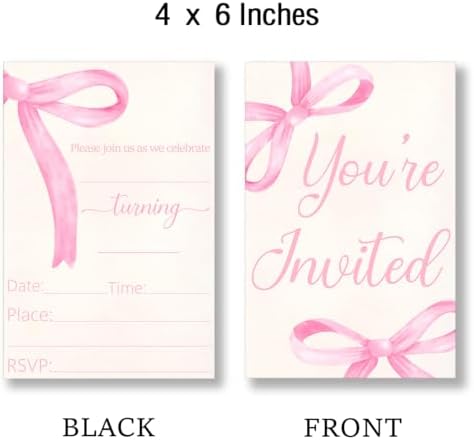 YLKJSTYS coquette theme girl birthday invitation cards with matching white envelopes