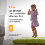 Side profile of the Jirni nimble toddler blow up mattress showcasing the contoured back support.