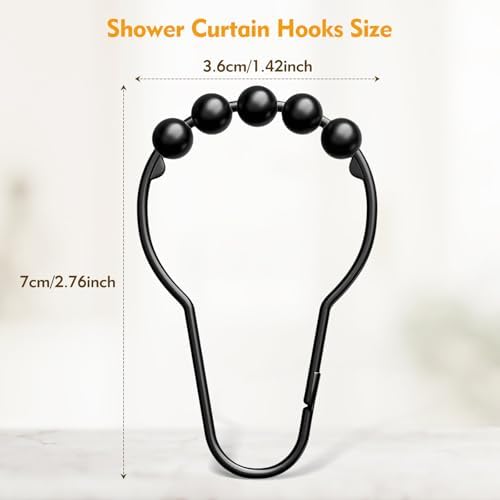 TVTOO twelve piece shower rings close up view showing roller balls