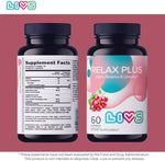 LIVS Relax Plus vegetarian gluten-free pectin gummies bottle side view close up