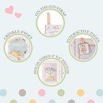 Kids Preferred infant photo album holding three 4x6 pictures close up