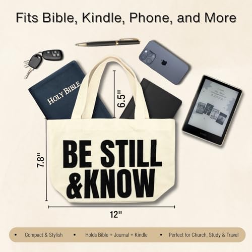 TriluckyDeco Small Bible Tote Bag canvas texture and carrying handles
