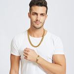 Jxlepe Mens Miami Cuban Link Chain 18K Gold 15mm Stainless Steel Curb Necklace with cz Diamond Chain Choker - Image 3