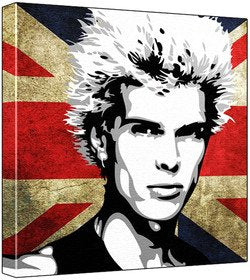 Billy Idol - Pop Art Print (Union Jack Background) - 30 x 30 x 2.5 cm Deep Box Canvas - Image 1