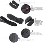 Adjustable height increase insoles separated into four individual black layers.