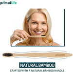 Primal Life Organics biodegradable toothbrush packaging showing eco-friendly certifications.