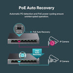 TP-Link 8 port network switch top angle view illustrating compact desktop and wall mount layout