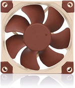 Close up view of Noctua eighty millimeter fan blades featuring specialized flow acceleration channels