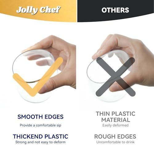 JOLLY CHEF 32 Pack 12oz Gold Plastic Wine Glasses Stemless, Disposable Wine Cupsty, Disposable Plastic Wine Cups for Party, Halloween, Christmas, Thanksgiving - Image 5