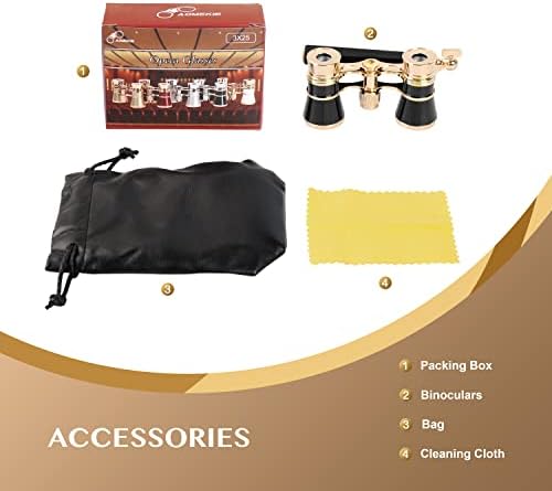 Aomekie vintage style elegant black binoculars angled view demonstrating 270 degree handle rotation