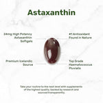 Back label of Deal Supplement Astaxanthin showing allergen-free purity and third-party testing certifications.