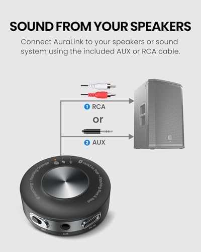 Long range wireless speaker receiver displaying the durable stationary setup base.