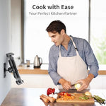 TeQable aluminum holder showing 360 degree rotation capability with a smartphone.