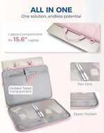 BAGSMART fifteen point six inch laptop case showing internal accessory pockets