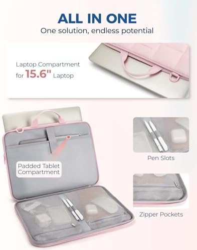 BAGSMART fifteen point six inch laptop case showing internal accessory pockets