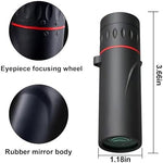 Mini pocket telescope attached to a mobile phone via the universal smartphone adapter clip.