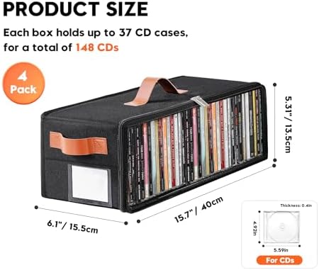 Beveetio dustproof zippered disc container four pack stacked into a space-saving tower.