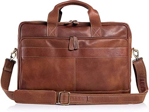 Professional briefcase setup displaying a 17.5 inch laptop sitting comfortably inside the secure inner sleeves.