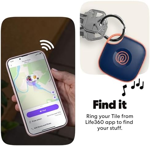 Water-resistant smart item finder displaying compact rounded square design