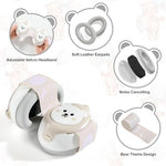 Side profile of baby wearing noise cancelling earmuffs