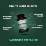 Close up view of Natural Rhythm chelated magnesium capsules for muscle and heart health
