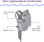 Side profile of Boppy ComfyGrow baby carrier with head support visible