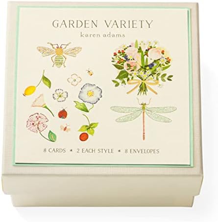 Karen Adams Garden Variety stationery set showcasing detailed letterpress printing and gold foil accents