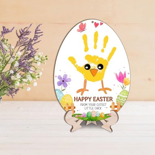 Close up view of the premium smooth wood texture on the Wonderjune Easter keepsake sign.