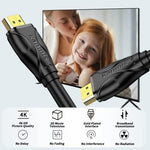 Coiled Kanmis high speed HDMI 2.0 cord highlighting the premium black jacket material.