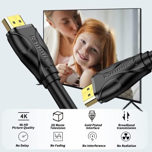 Coiled Kanmis high speed HDMI 2.0 cord highlighting the premium black jacket material.