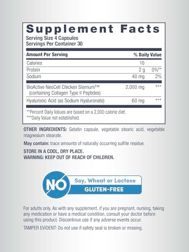 Authentic USA imported NeoCell collagen type 2 bottle showing keto certified and gluten free seals