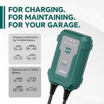 Side view of the lightweight and weather resistant VEBU lithium battery charger for cars and boats.
