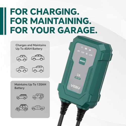 Side view of the lightweight and weather resistant VEBU lithium battery charger for cars and boats.