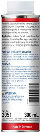Liqui Moly 2051 radiator cleaner liquid additive showing instructions and fluid ounce capacity