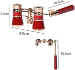 Gegong 3x25 theater glasses showing center focus wheel button adjustment mechanism details